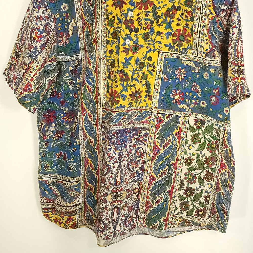 Vtg Ralph Lauren Hawaiian Shirt Men's Med Multicolor Floral Print Pullover 80s - Picture 2 of 12